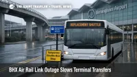 BHX Air-Rail Link outage terminal transfer delays, replacement bus at the station adds time for rail to flight connections