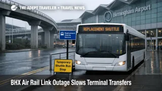 BHX Air-Rail Link outage terminal transfer delays, replacement bus at the station adds time for rail to flight connections