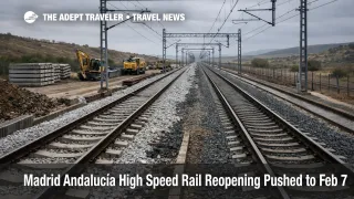 Madrid Andalucía high speed outage shown by closed high speed tracks near Córdoba with repair work and empty catenary lines