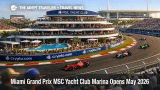  MSC Yacht Club at the Miami Grand Prix overlooks Turns 5 to 9, helping fans judge views and transport timing