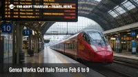 Genoa works Italo trains, departures board shows cancellations at Genova Piazza Principe station