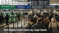 Paris airports Parafe queues at CDG show longer passport control lines as some travelers are routed to manual processing