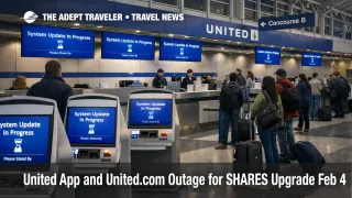  United app outage scene at O'Hare check in kiosks as SHARES upgrade limits early February 4 booking and check in