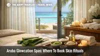 Aruba glowcation spas shown as an aloe wrap setup in a quiet resort treatment room, signaling sun recovery planning