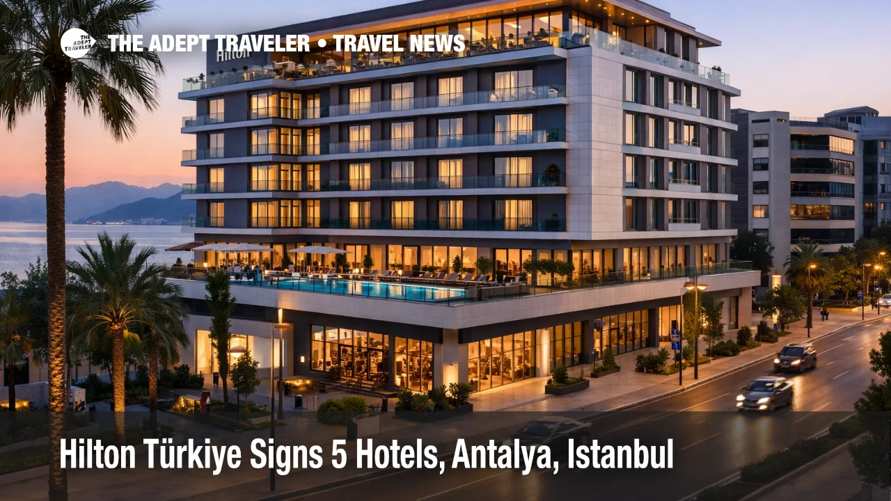 Hilton Türkiye new hotels, Antalya city center property planned for 2028, shown as a modern full service hotel exterior