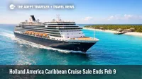 Holland America Caribbean cruise sale image, ship underway near RelaxAway, Half Moon Cay as families plan spring sailings