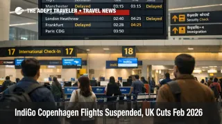 IndiGo Copenhagen flights suspended as Delhi departures board shows fewer UK departures and longer routings
