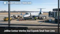 JetBlue Contour interline agreement links small airports to connections, with a regional jet at the gate at Smyrna Airport