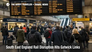  South East England rail disruption at Gatwick station shows delays, helping travelers decide when to switch to road transport