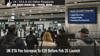 UK ETA fee increase shown at Heathrow passport control as travelers face new Feb 25, 2026 boarding checks