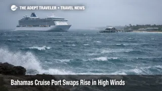  Bahamas cruise reroutes, ship holds offshore in high winds as rough seas force a canceled private island shore day