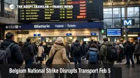 Belgium national strike transport disruptions as travelers crowd Brussels Midi departures boards and wait for reduced service