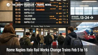  Rome Naples Italo rail works shown on Roma Termini board as retimed departures disrupt tight connections