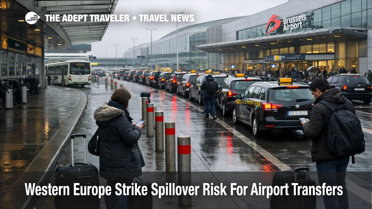 Western Europe strike spillover transport shows at Brussels Airport as transit bays thin and taxi lines lengthen