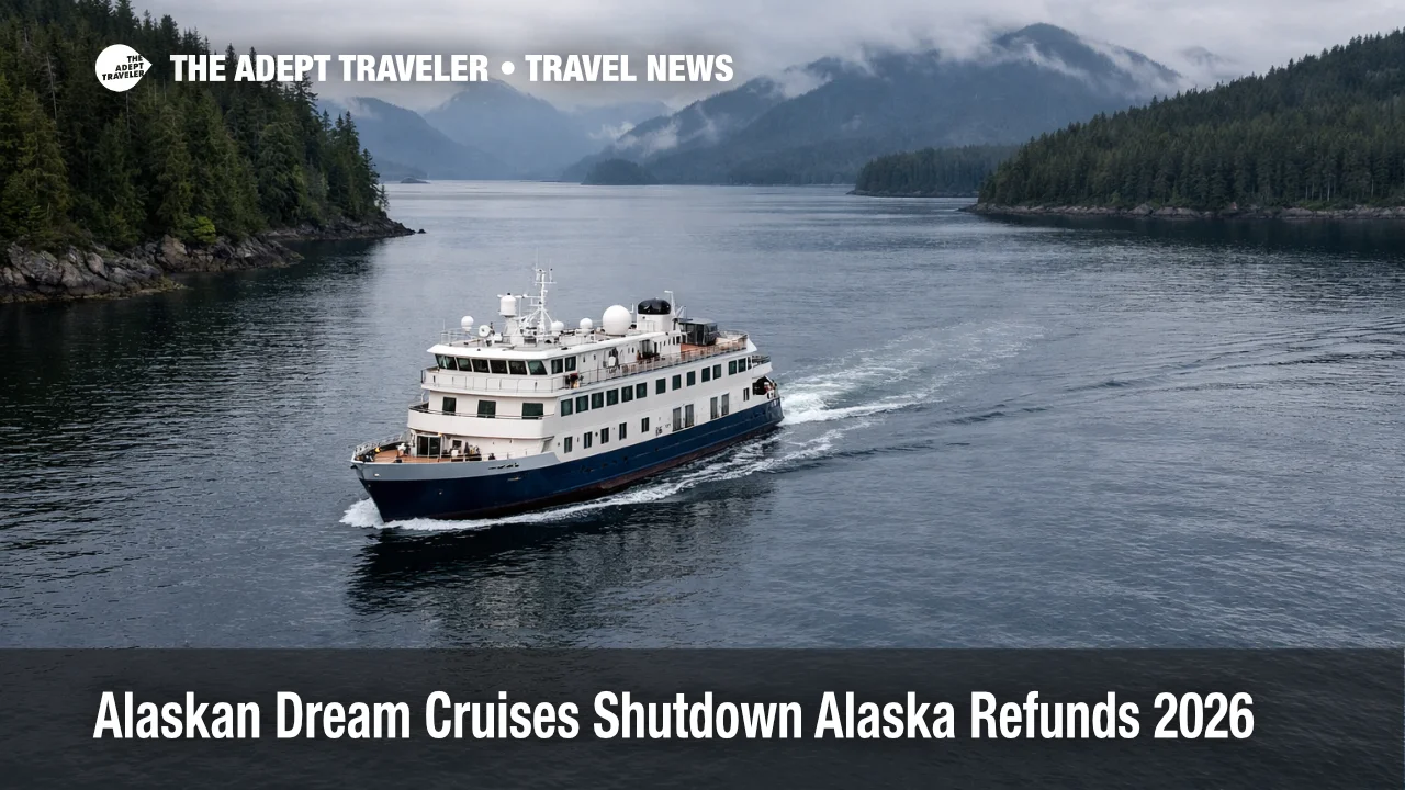 Alaskan Dream Cruises shutdown Alaska, small ship underway in Southeast Alaska as travelers rebook and track refunds