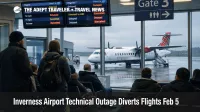 Inverness Airport technical outage, travelers watch delay boards as diversions trigger February 6 knock on delays