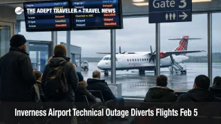 Inverness Airport technical outage, travelers watch delay boards as diversions trigger February 6 knock on delays