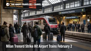  Traveler waits at Milano Cadorna as Milan Trenord strike airport trains disrupt Malpensa Express service