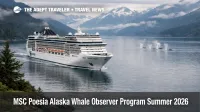 MSC Poesia Alaska whale observer program as the ship sails the misty Inside Passage during peak whale season