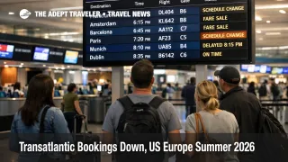  Summer 2026 transatlantic bookings down, travelers watch JFK departures board for Europe flights and schedule changes