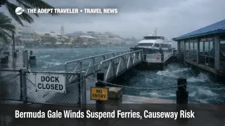 Bermuda ferry suspensions as gale winds whip Hamilton harbor, choppy seas and closed docks signal transfer disruptions