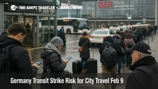Germany transit strike risk, taxi queue builds at Berlin Brandenburg Airport as city transit options thin in winter