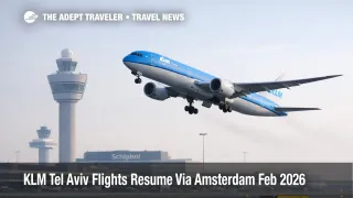 KLM Tel Aviv flights resume as a KLM jet climbs out from Amsterdam Schiphol, easing Middle East rerouting risk