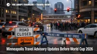 Minneapolis travel advisory caution as downtown barricades and small crowds signal possible protest related detours