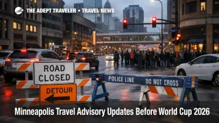 Minneapolis travel advisory caution as downtown barricades and small crowds signal possible protest related detours