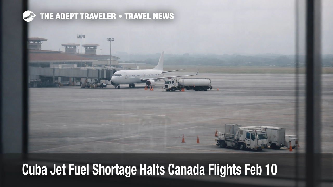 Cuba jet fuel shortage flights at Havana show parked aircraft and limited fueling activity, signaling cancellations