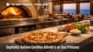 Ospitalità Italiana Sun Princess pizza, stone oven scene highlights certified Italian pizzeria dining at sea