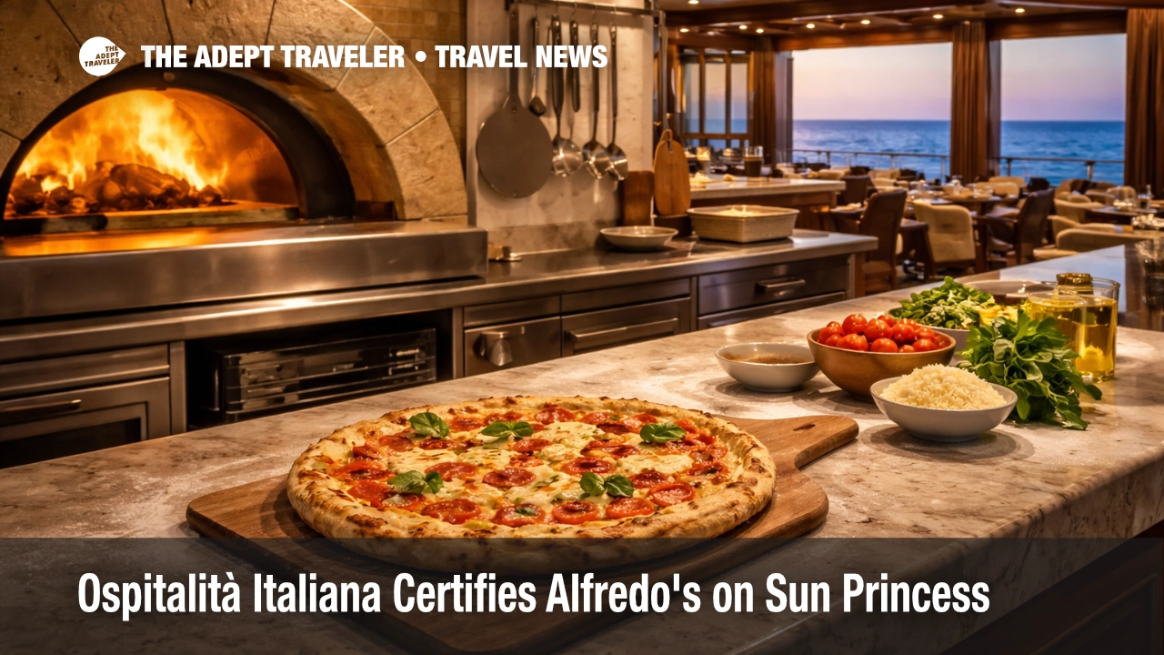 Ospitalità Italiana Sun Princess pizza, stone oven scene highlights certified Italian pizzeria dining at sea