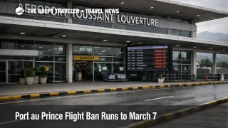 Port au Prince flight ban shown by canceled departures at Toussaint Louverture Airport as travelers reroute
