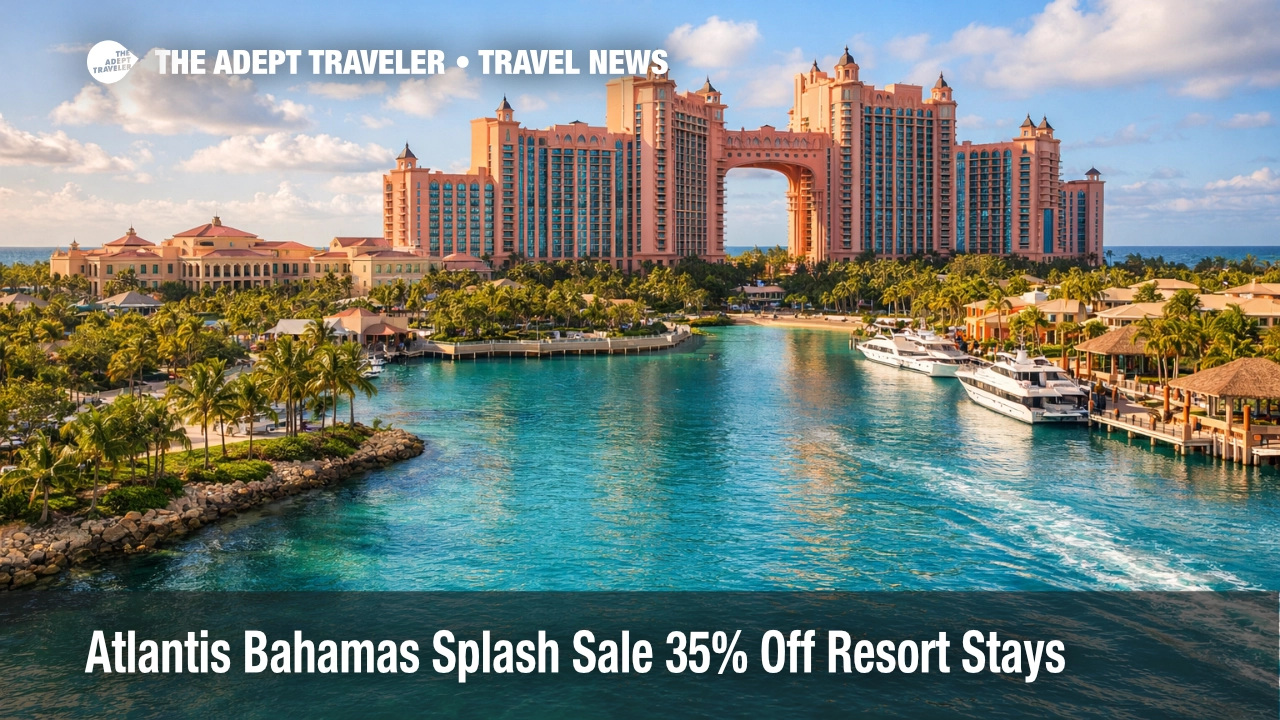 Atlantis Presidents Day Splash Sale, Atlantis Paradise Island towers by the marina, signaling discounted resort stays