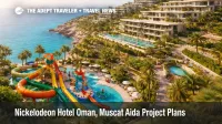 Nickelodeon Hotel Muscat concept shows clifftop resort and Aqua Nick slides at Dar Global's Aida, Oman