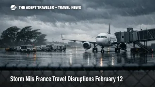 Storm Nils France travel disruptions, wind and rain snarl apron operations at Bordeaux airport, raising delay and transfer risk