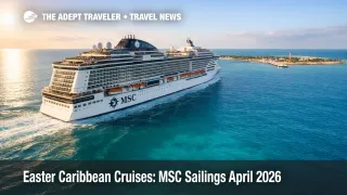MSC Easter cruises Caribbean planning image, ship near Ocean Cay, showing the kind of holiday week sailing travelers are booking