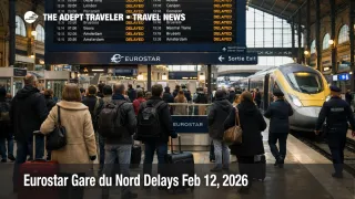 Eurostar Gare du Nord delays show on departures boards as Paris bound travelers face higher same day misconnect risk