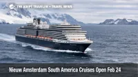 Nieuw Amsterdam South America cruises, ship underway near Antarctica as travelers plan 2027 and 2028 sailings