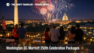 Washington DC Marriott 250th packages, rooftop terrace view as fireworks crowds drive hotel demand for July 4