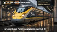 One Eurostar train at Brussels Midi as Eurostar cancellations February 2026 raise connection and same day arrival risk
