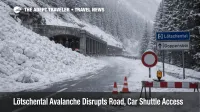 Lötschental avalanche access, closed alpine road near Goppenstein as debris blocks the Rotloiwi gallery approach