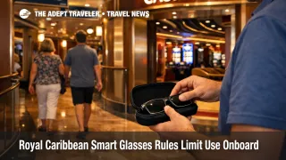 Royal Caribbean smart glasses restrictions, guest stows wearables near the casino to avoid recording rules onboard