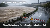 Storm Nils Garonne flooding closes riverside roads near Bordeaux, raising rail and airport transfer risk