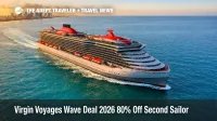 Virgin Voyages Wave Deal 2026 ship underway off Miami, signaling limited time discounts ending February 26, 2026
