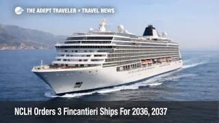 NCLH Fincantieri ships 2037, a modern cruise ship underway off Italy, signaling long term fleet growth and future capacity