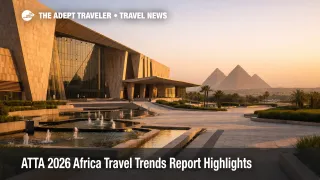 Grand Egyptian Museum exterior in Giza, illustrating ATTA 2026 Africa travel trends toward culture-led trips