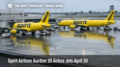  Spirit Airlines aircraft auction signals fleet cuts as A320 and A321 jets sit on a wet ramp at Fort Lauderdale