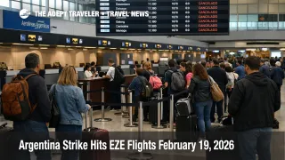 Argentina strike EZE flights, travelers face cancellations and long lines in the check in hall at Ministro Pistarini