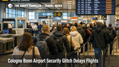 Cologne Bonn airport security glitch shows long screening queues and delayed departures inside CGN terminal